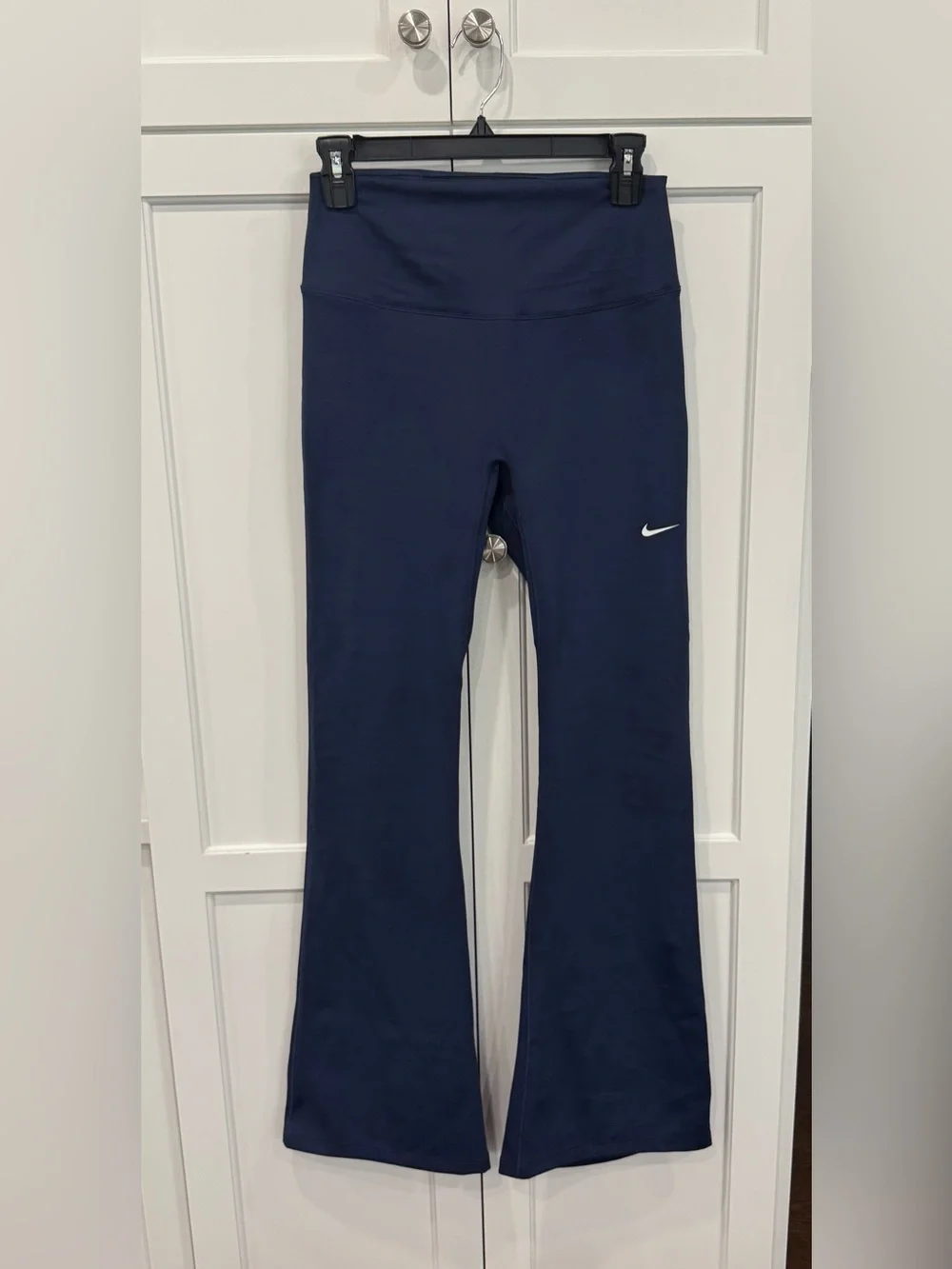 Nike NEW Size L One High-Waisted Flared Leggings Color Midnight Navy MSRP $75